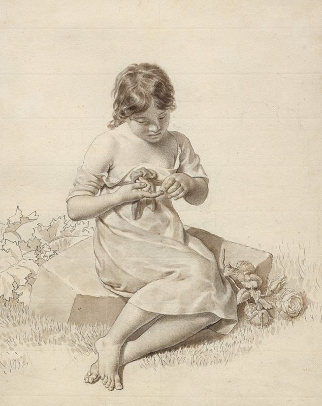 Christoffer Wilhelm Eckersberg - En lille pige, der har stukket sin finger på en rosentorn