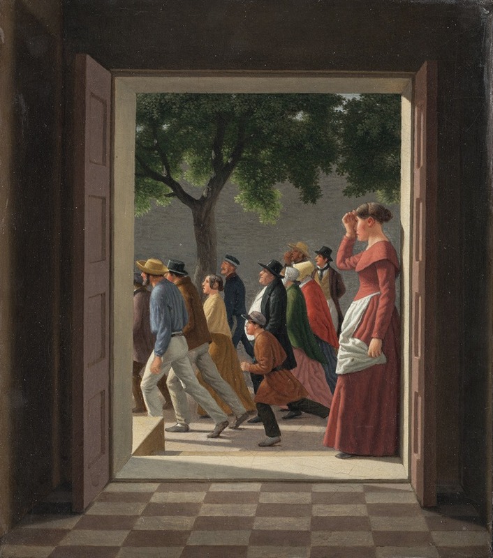 Christoffer Wilhelm Eckersberg - View through a Door to Running Figures