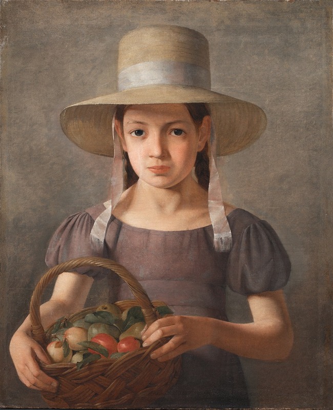 Constantin Hansen - A Girl with Fruits in a Basket
