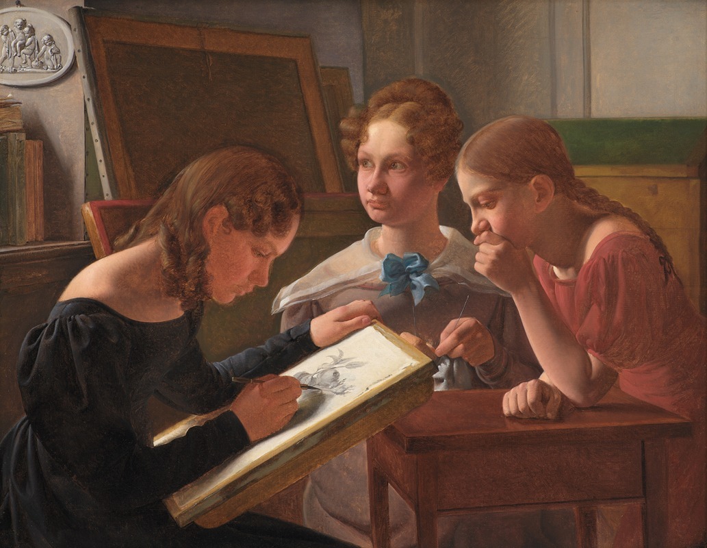 Constantin Hansen - Three Young Girls. The Artist’s Sisters; Alvilde, Ida and Henriette