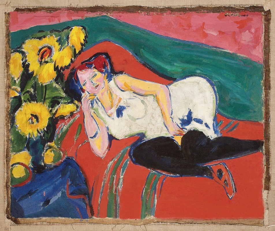 Ernst Ludwig Kirchner - Reclining Woman in a White Chemise