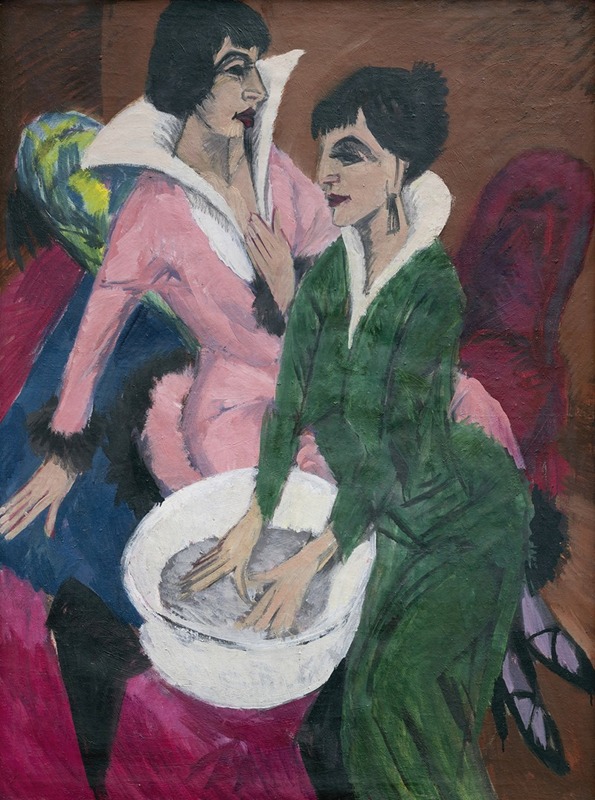 Ernst Ludwig Kirchner - Two Women by a Sink; The Sisters