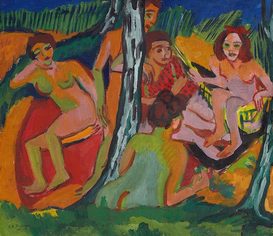 Ernst Ludwig Kirchner - Forest Scene (Moritzburg Lakes)