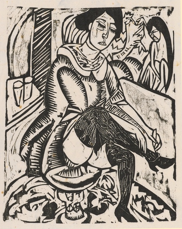 Ernst Ludwig Kirchner - Frau, Schuh zuknöpfend