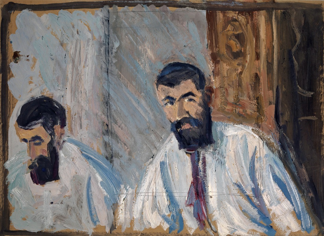 Ernst Schiess - Double Portrait of a Bearded Man in a White Shirt
