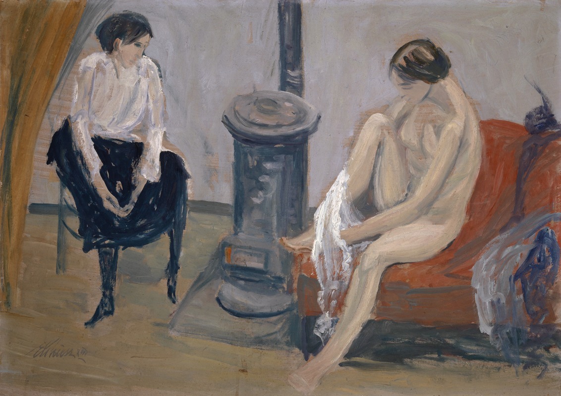 Ernst Schiess - Two Women at a Stove