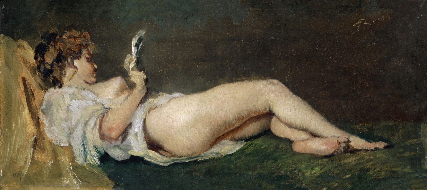 Frank Buchser - Lying Female Half Nude