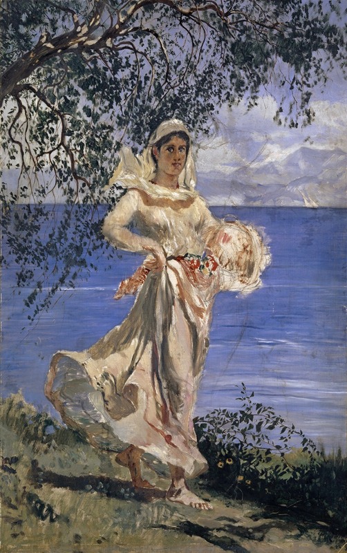 Frank Buchser - Young Woman in Full Figure at a Lake-shore (Diamantina)