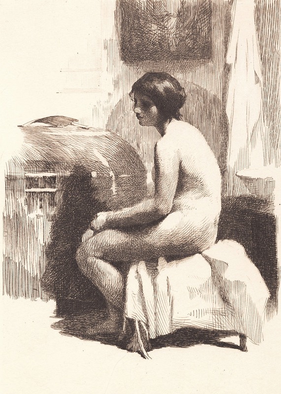 Frans Schwartz - Nøgen kvindelig model, siddende i et værelse