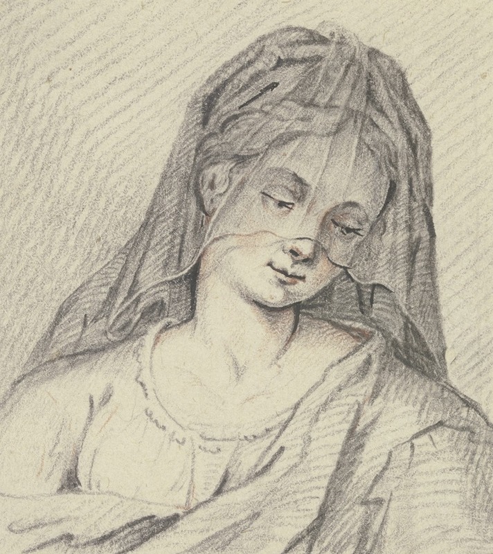 G. A. Wilmans - Brustbild eines herabblickenden Mädchens mit einem Schleier