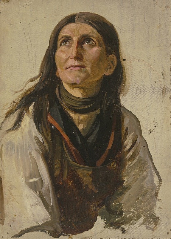 Jakob Becker - Bildnis einer lächelnden Bäuerin mit offenem Haar