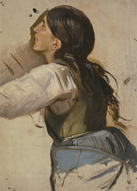 Jakob Becker - Bildnis einer lächelnden Bäuerin mit offenem Haar