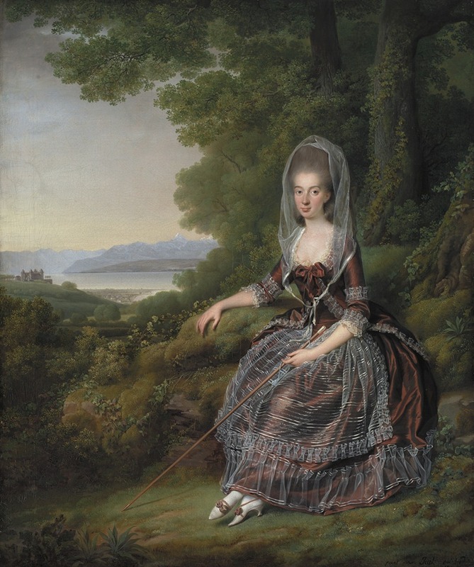 Jens Juel - Baroness Matilda Guiguer de Prangins in her Park at the Lake of Geneva