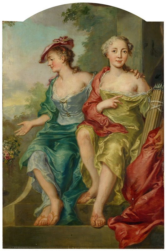 Johann Heinrich Keller - Double Portrait of Two Ladies as Sheperdess
