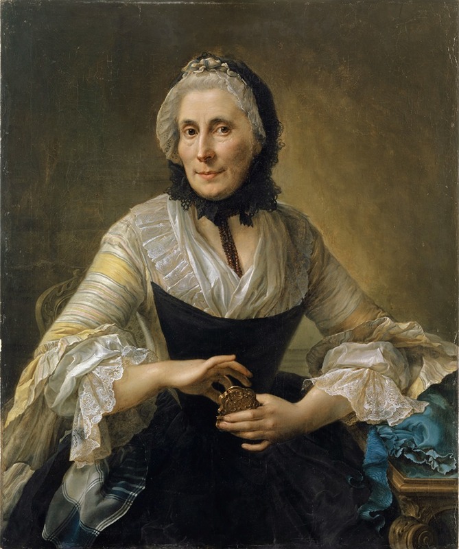 Johann Nikolaus Grooth - Portrait of an Unknown Lady with a Golden Chocolate Box