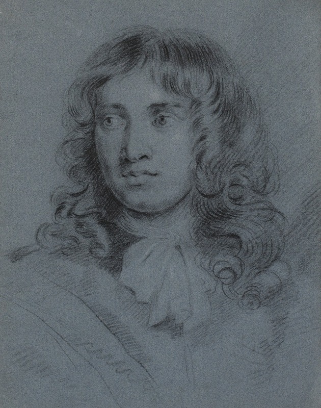 John Hayls - The miniature painter Thomas Flatman, as a young man with long ringlets and a scarf tied in a bow around his neck