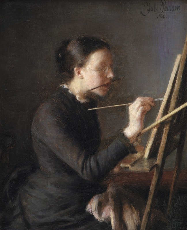 Julius Paulsen - The Painter Agnes Paulsen, the Artist’s Sister, at her Easel