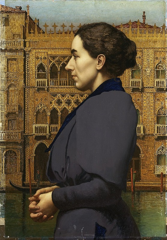 Karl Von Pidoll - Portrait of Anna Cossmann before Ca d’Oro in Venice