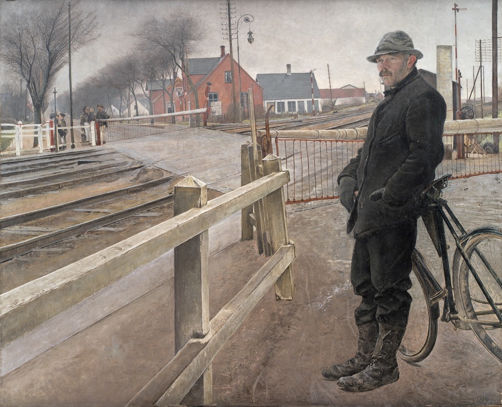 Laurits Andersen Ring - Waiting for the Train. Level Crossing by Roskilde Highway