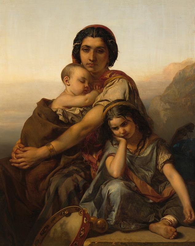 Louis Gallait - A gypsy with two children