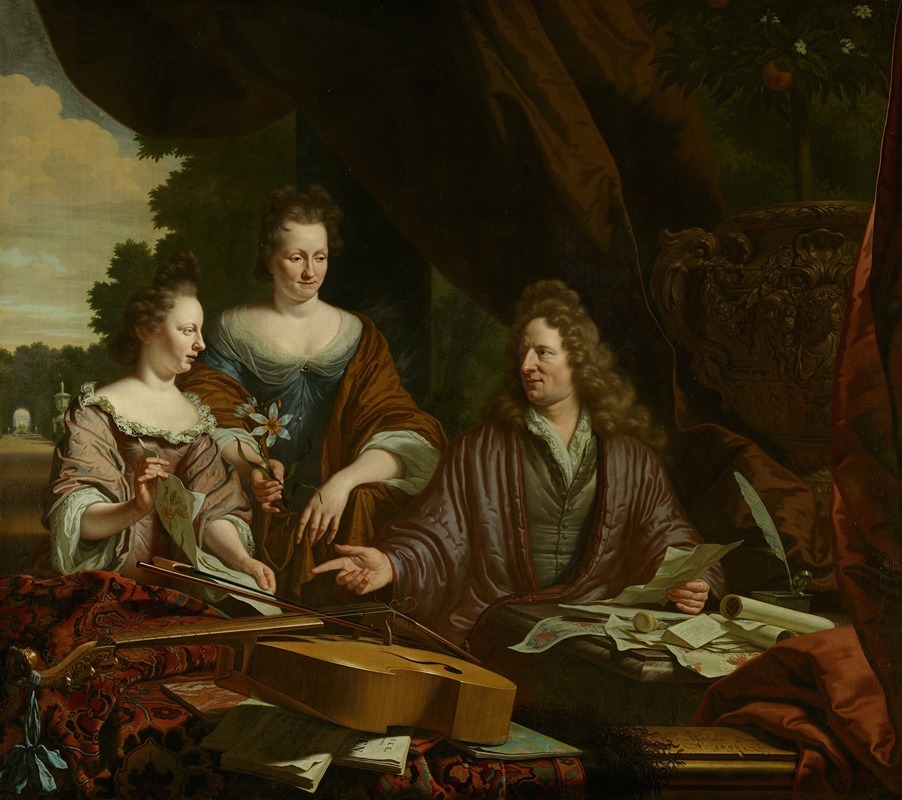 Michiel Van Musscher - David (1654-1729), Agneta (c. 1658-1719) and their daughter Catherina (1683-1729) de Neufville