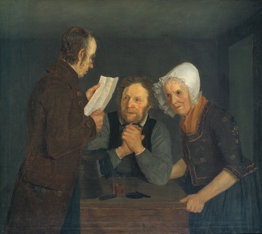 Moritz Unna - A Schoolmaster Reading Aloud a Letter to an Old Couple from Their Son Abroad