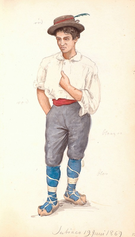 P. C. Skovgaard - Italiensk mand med snøresko og hat med fjer