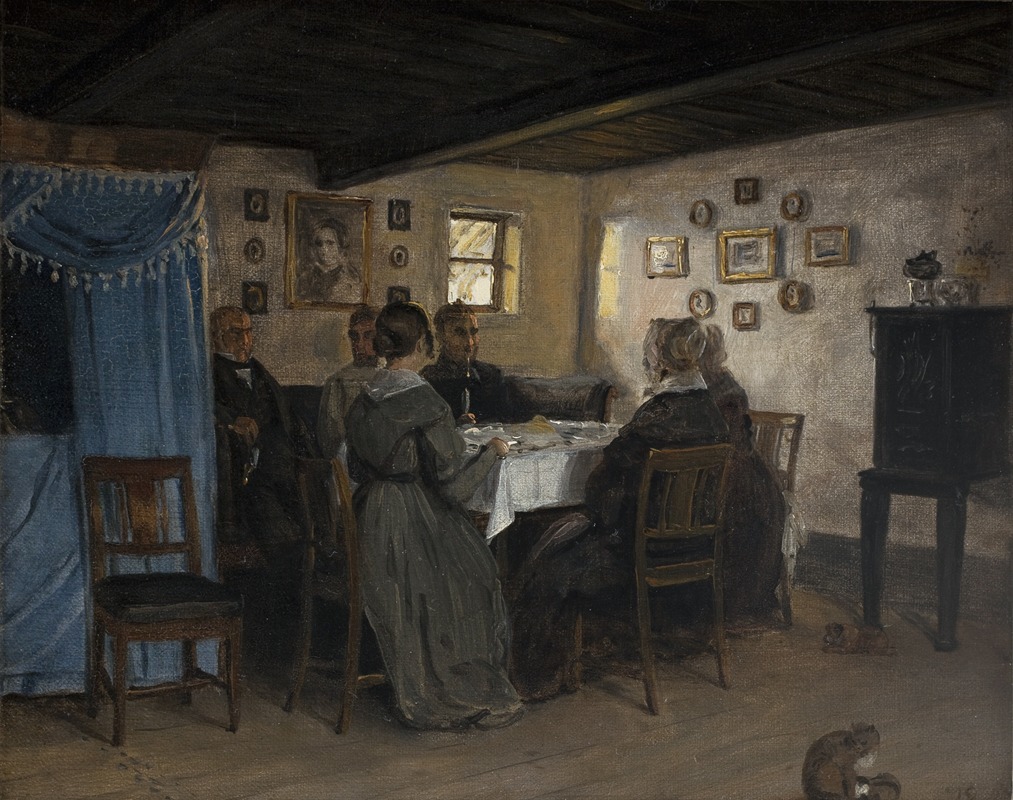 P. C. Skovgaard - The Artist’s Friends and Family Seated Round a Table. Vejby, North Zealand