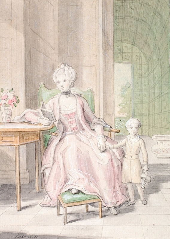 Peder Als - Dronning Caroline Mathilde med kronprins Frederik.