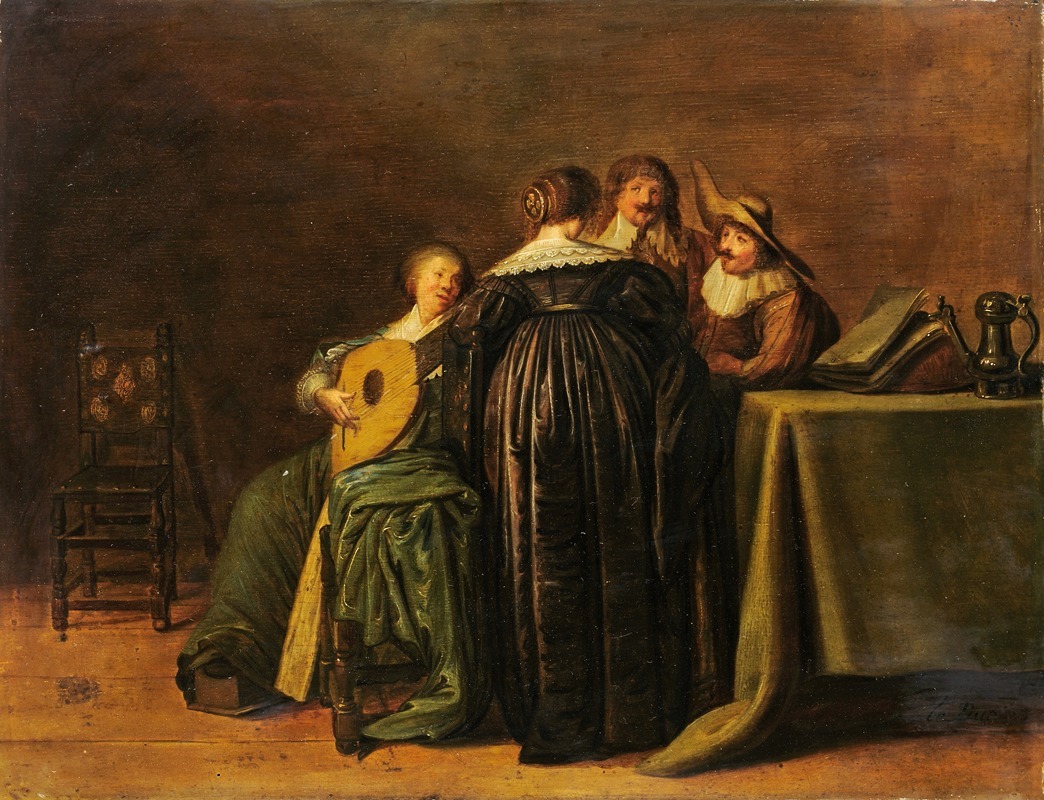 Pieter Codde - Fashionable Company with a Woman Playing the Lute
