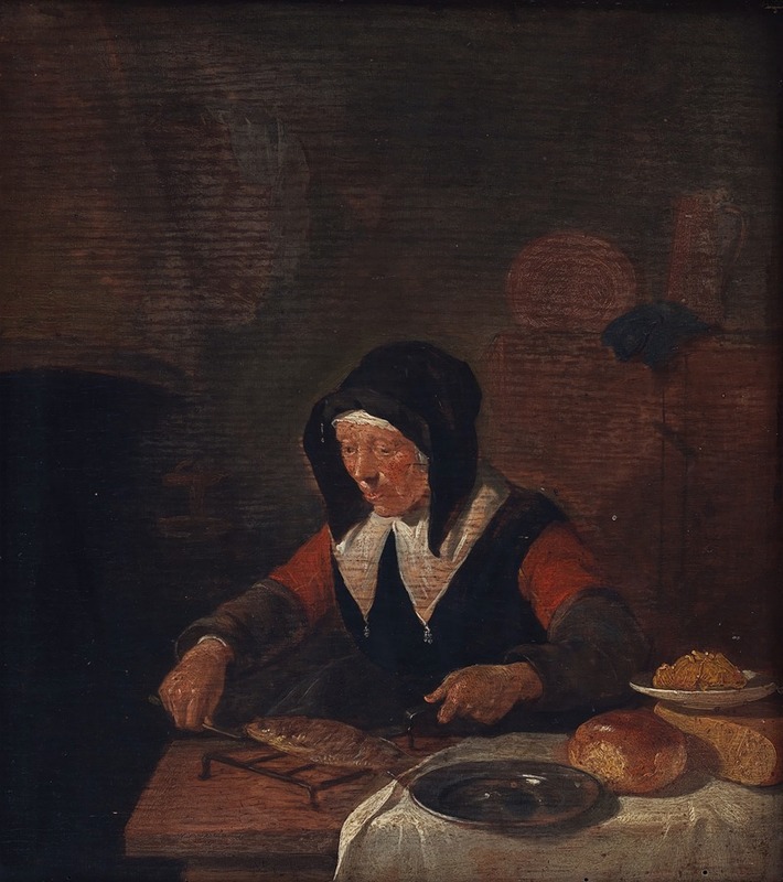 Quirijn Van Brekelenkam - Old Woman at her Meal