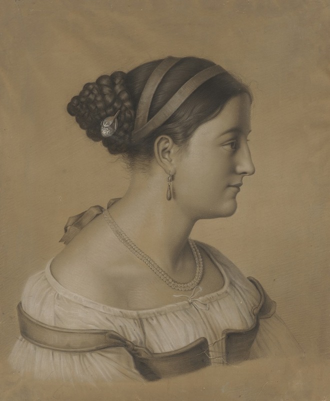Theodor Pelissier - Brustbild einer junge Römerin im Profil nach rechts mit einer Perlenschnur um den Hals