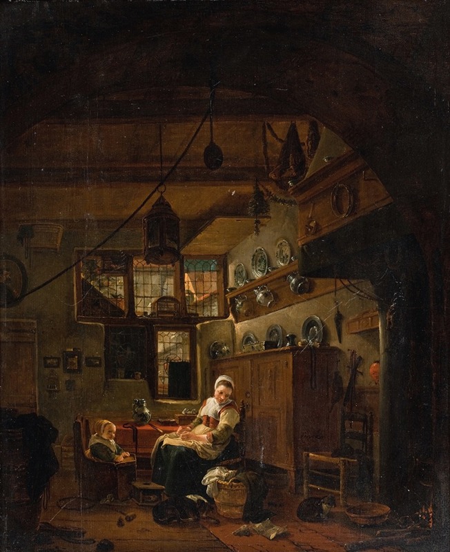 Thomas Wijck - Interior of a Dutch Farm Cottage