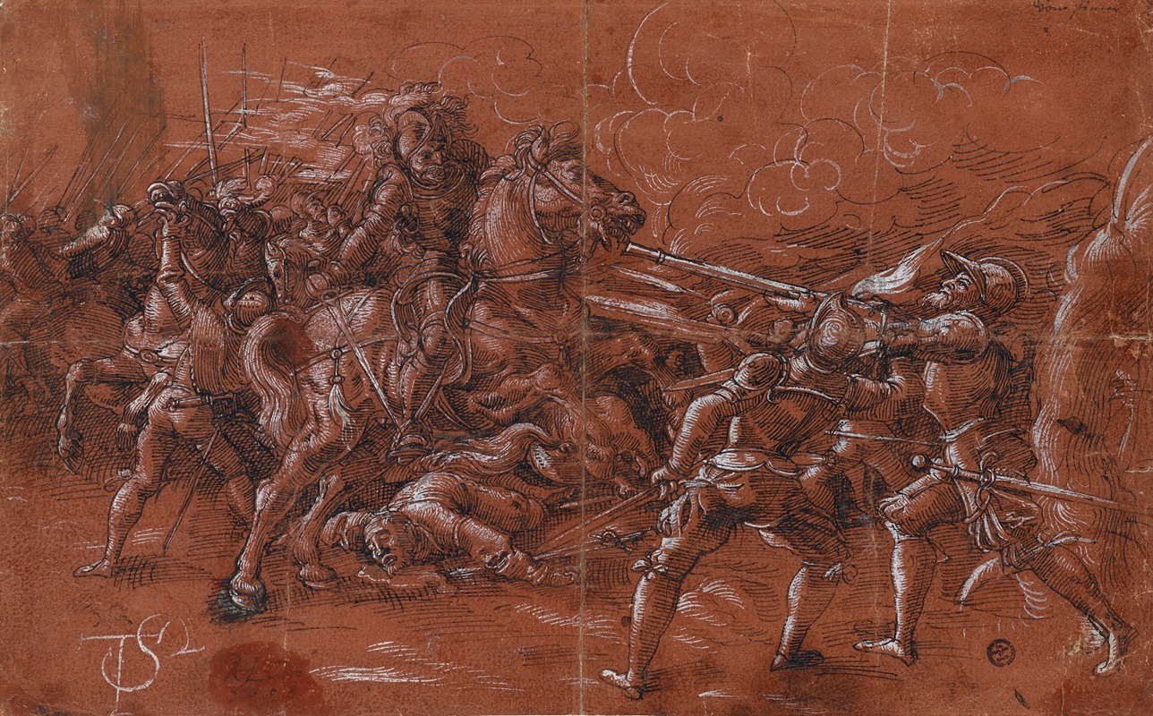 Tobias Stimmer - Fight between horsemen and infantry
