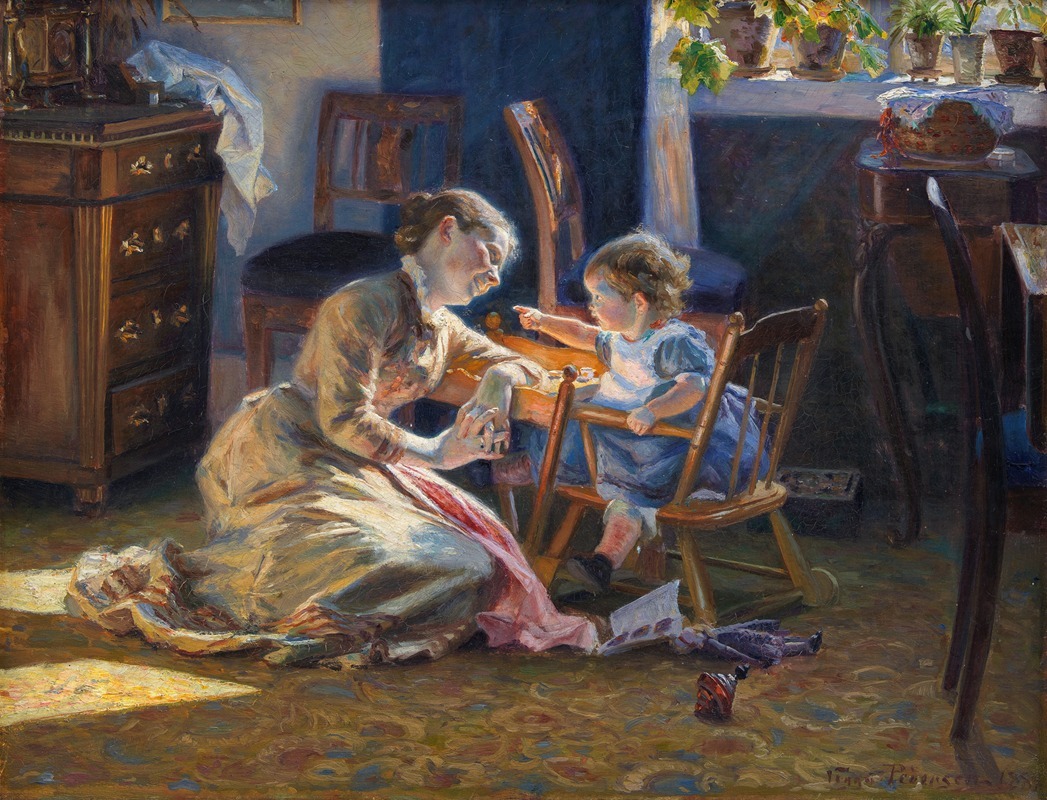 Viggo Pedersen - Sunshine in the Living Room. The Artist’s Wife and Child
