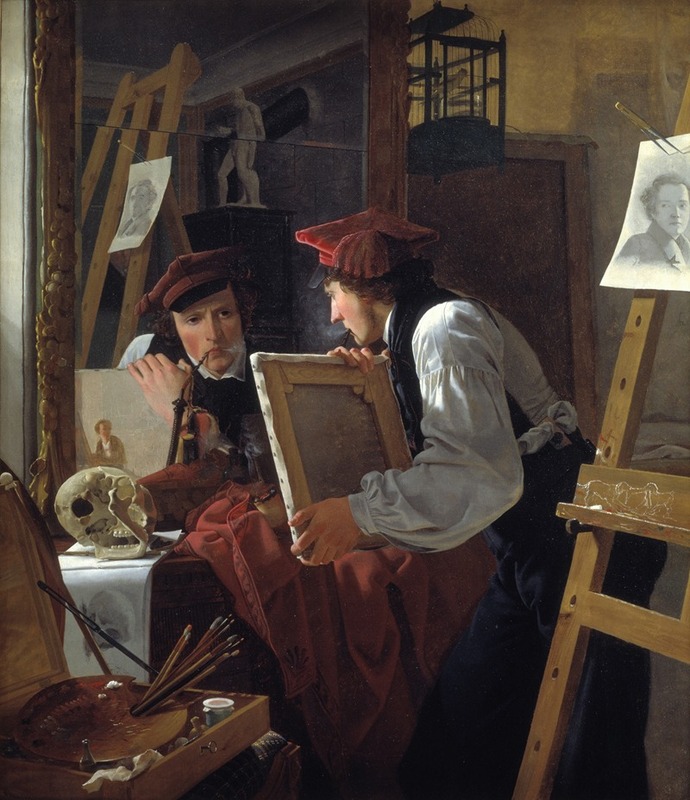 Wilhelm Bendz - A Young Artist (Ditlev Blunck) Examining a Sketch in a Mirror