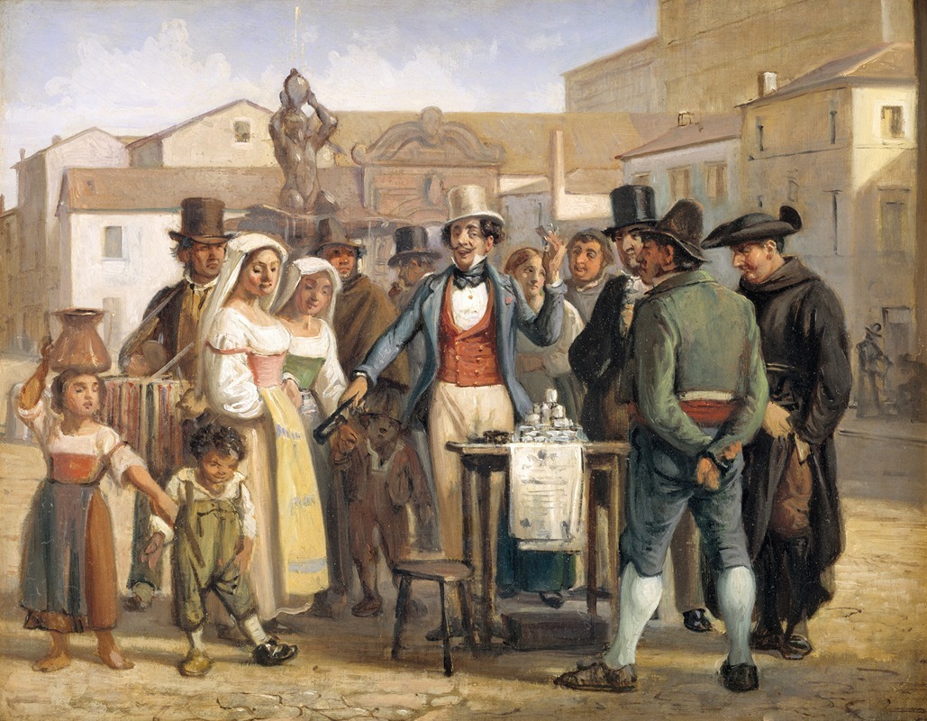 Wilhelm Marstrand - A Charlatan Selling Blacking in the Piazza Barberini in Rome