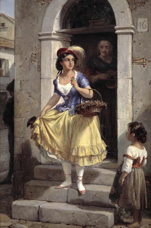 Wilhelm Marstrand - An Italian Woman in the Way to the Carnival