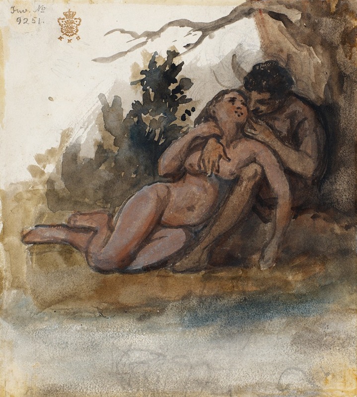 Wilhelm Marstrand - Et nøgent par ved et træ