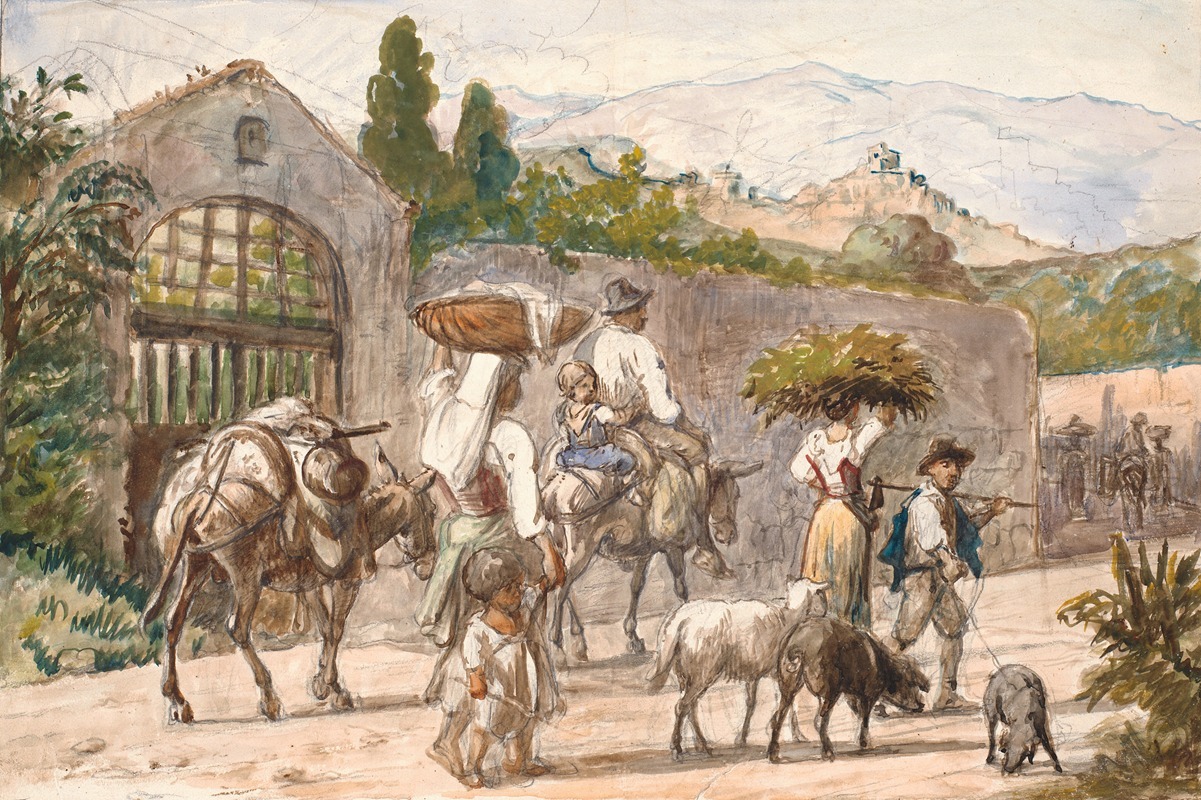 Wilhelm Marstrand - Landboere på vej til Rom