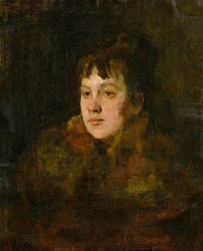 Wilhelm Trübner - Portrait of a Lady in Fur