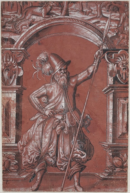 Abraham Bickhart - A Swiss Guard Before An Ornamental Arch