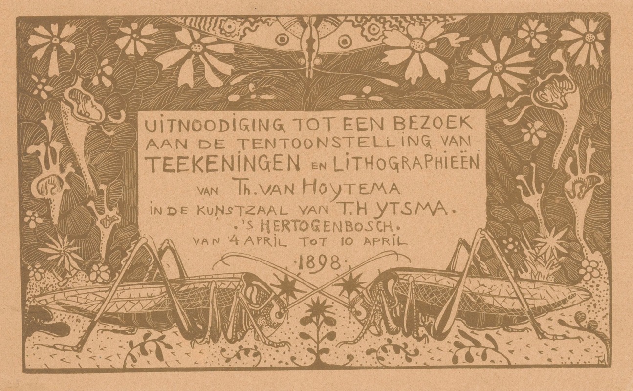 Theo van Hoytema - Uitnodiging met twee sprinkhanen