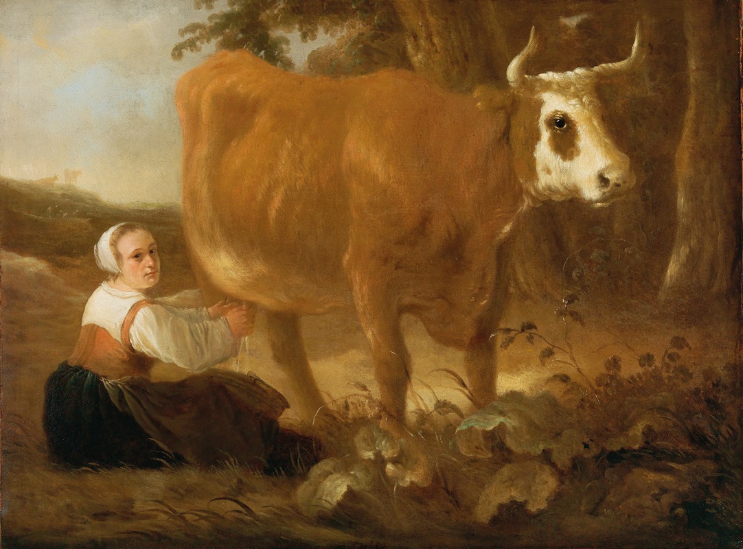 Aelbert Cuyp - A Milkmaid With A Cow