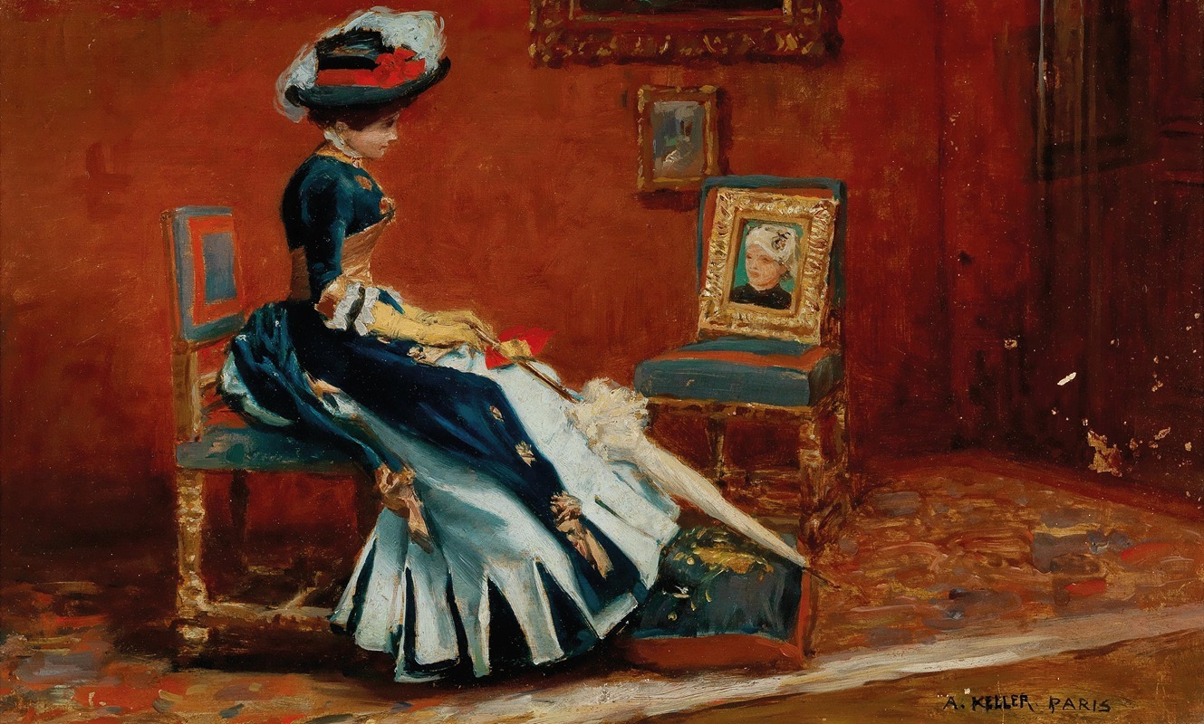 Albert von Keller - Paris, A Young Lady In A Gallery