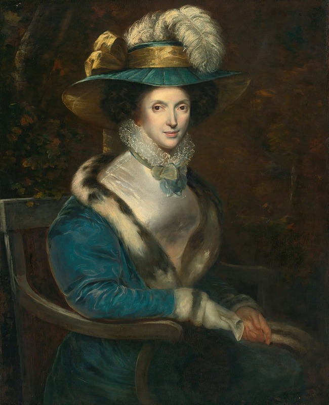 Continental School - Portrait Of A Woman In A Blue Velvet Jacket With Ermine Trim