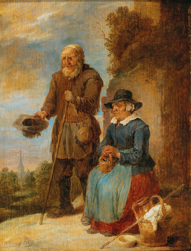 David Teniers The Younger - An Old Couple Begging On The Street