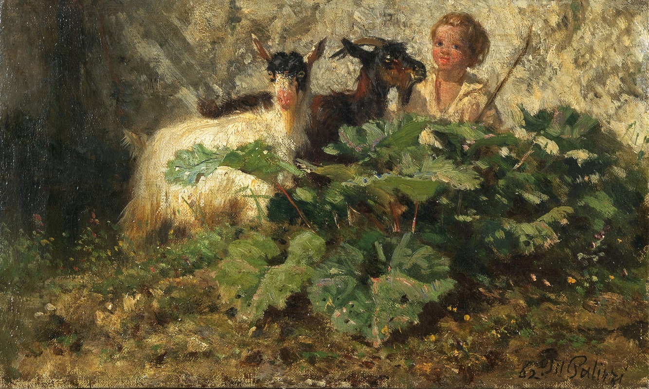 Filippo Palizzi - Caprette Con Pastorello (A Shepherd With Goats)