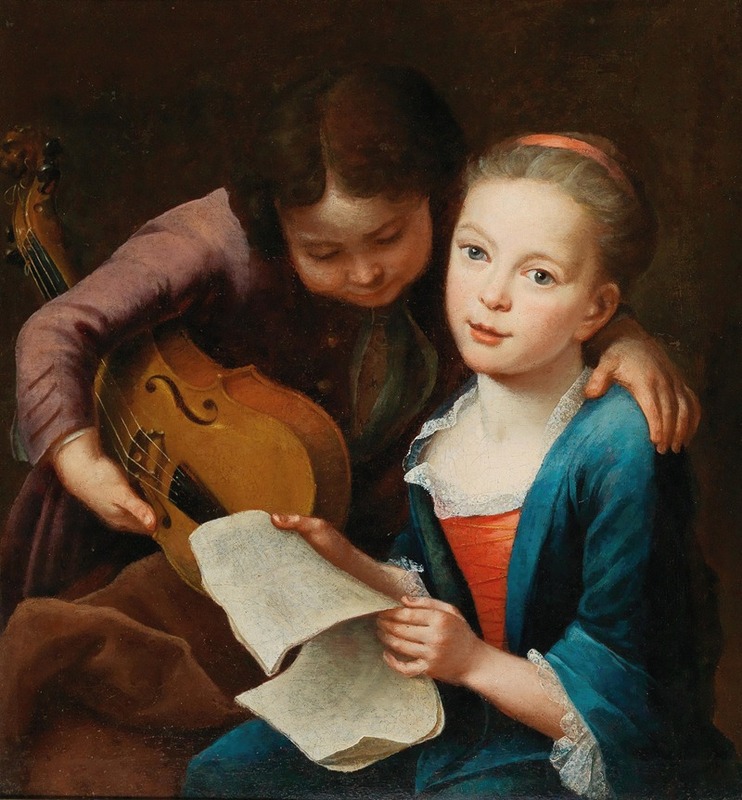 Gottfried Eichler the Elder - Two Children Making Music