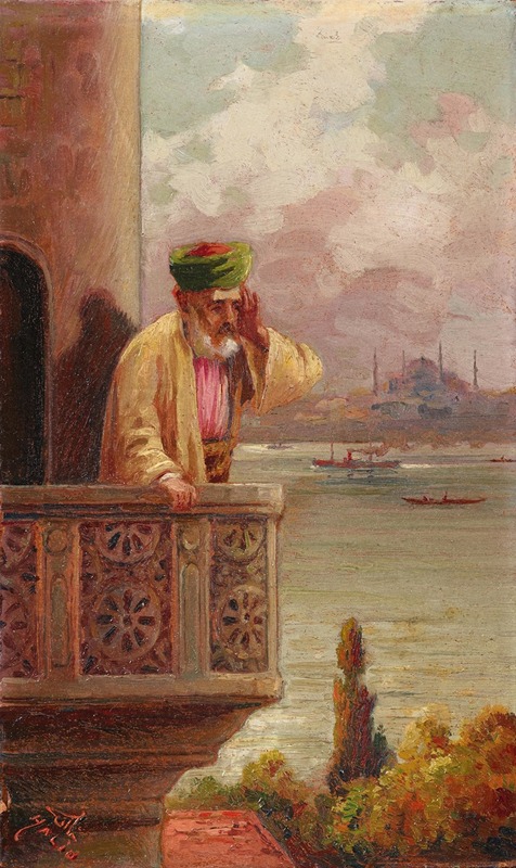 Halid Naci - Prayer In Cihangir With The Hagia Sofia In The Distance